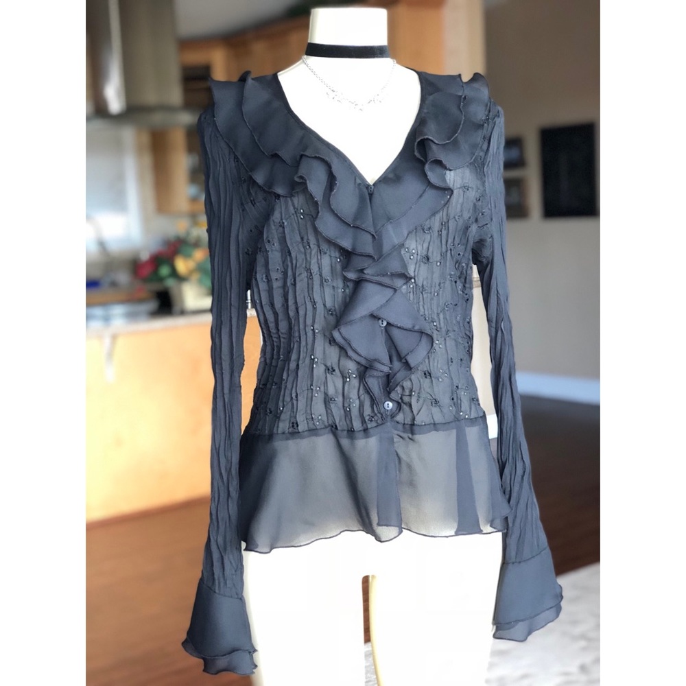 Allison Taylor black long sleeve top shirt blouse